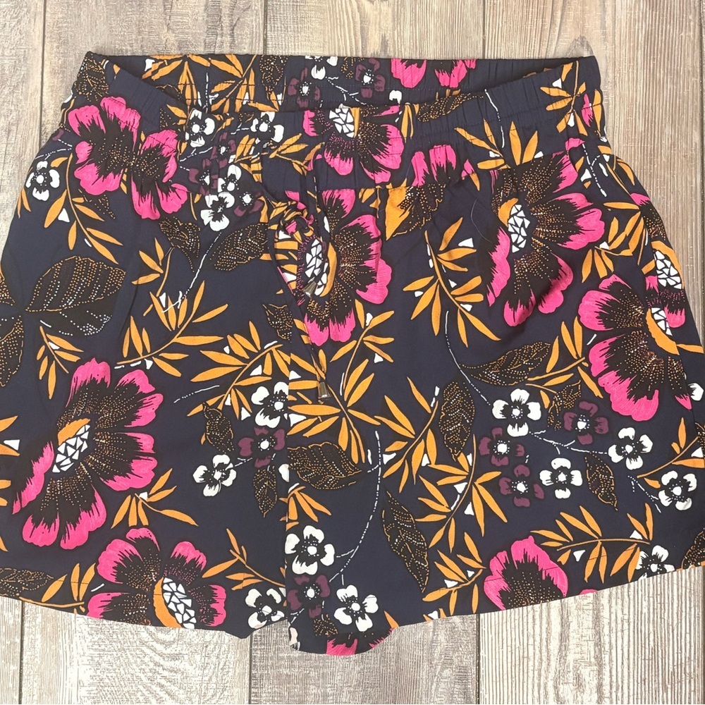 a new day Women's XXL Light Floral Shorts - Black, Pink, Orange